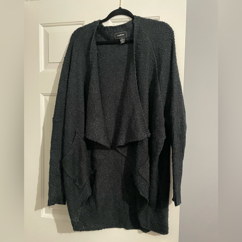 Confess Dark Navy Open Front Cardigan